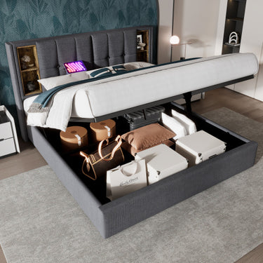 Upholstered Double Bed With Wireless Charging